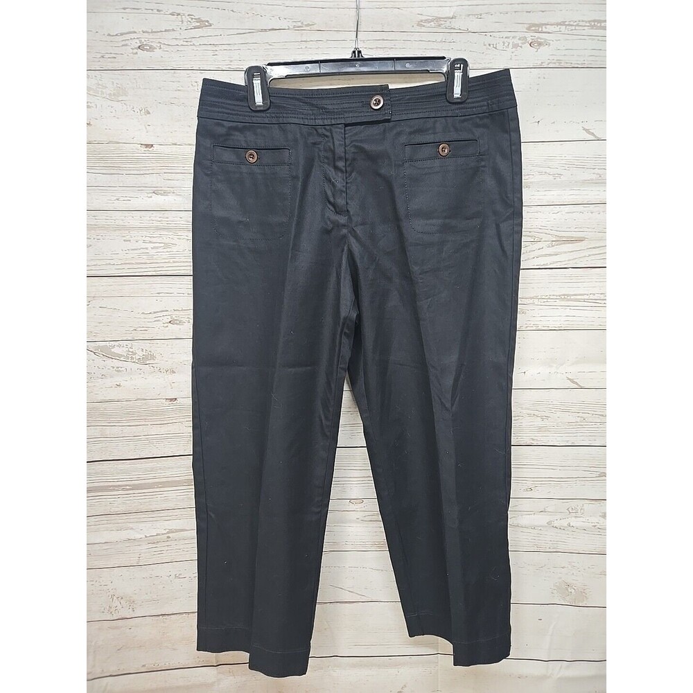 Talbots Women's Pants Size 10 Cropped Solid Black‎ Cotton Blend Stretch Dressy